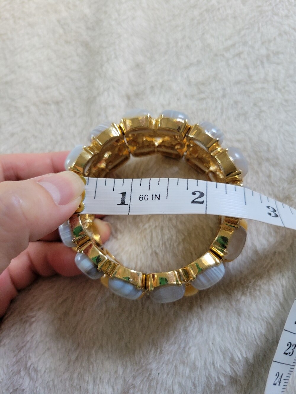 Ann Taylor | NWOT Pretty Gold Tone Multi-Row Cabochan VTG Stretch Bracelet - Picture 8 of 10